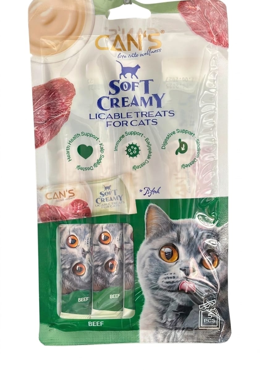 CAN’S Soft Creamy Biftekli Sıvı Kedi Ödül Maması (5×14 gr)