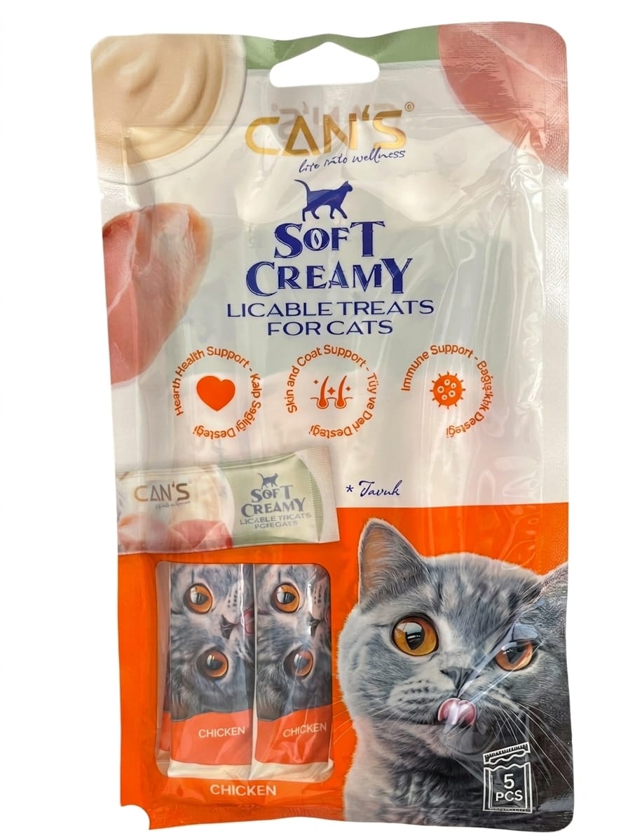 Can’s Soft Creamy Tavuklu Sıvı Kedi Ödül Maması (5 x 14 gr)