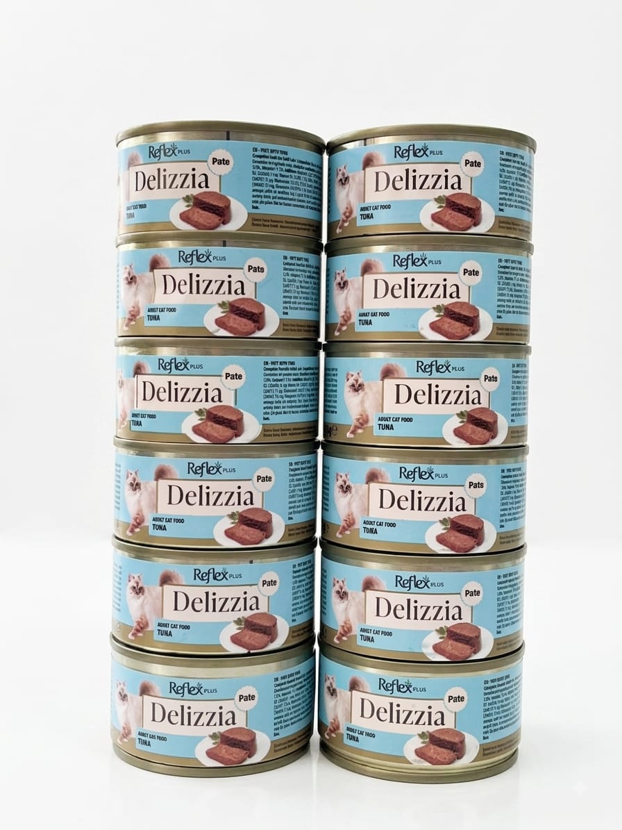 Reflex Plus Delizzia Ton Balıklı Ezme (Pate) Yetişkin Kedi Konservesi 85 gr x 12 Adet (Ekonomik Paket)