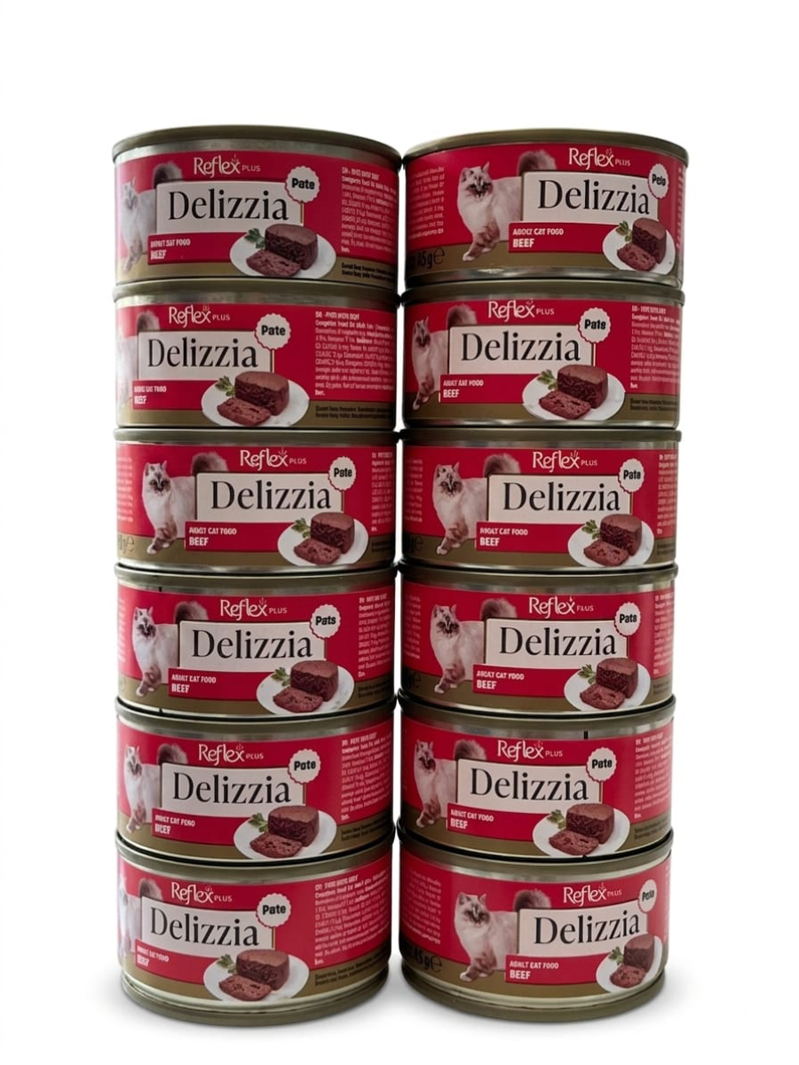 Reflex Plus Delizzia Dana Etli Ezme (Pate) Yetişkin Kedi Konservesi 85 gr x 12 Adet – Çoklu Avantaj Paketi
