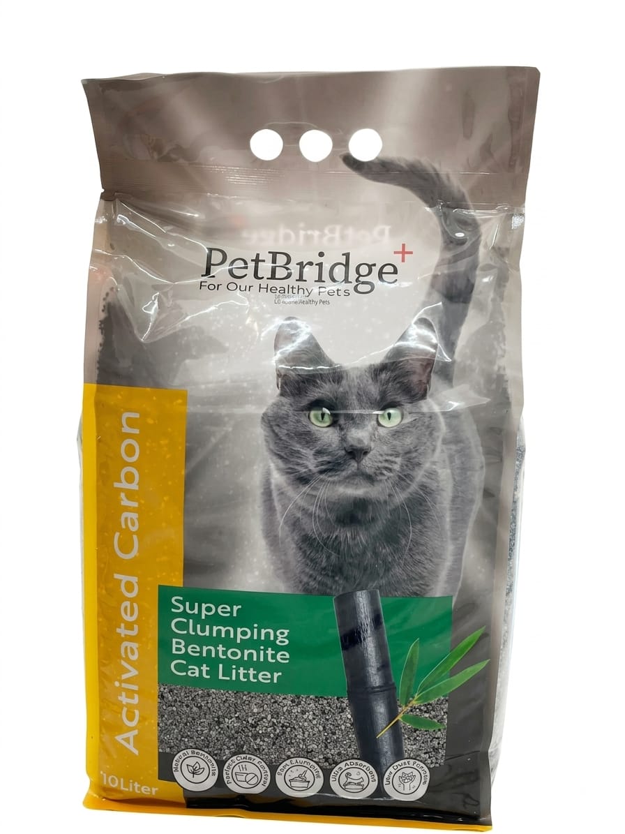 PetBridge Aktif Karbonlu Süper Topaklaşan Bentonit Kedi Kumu – 10 Litre