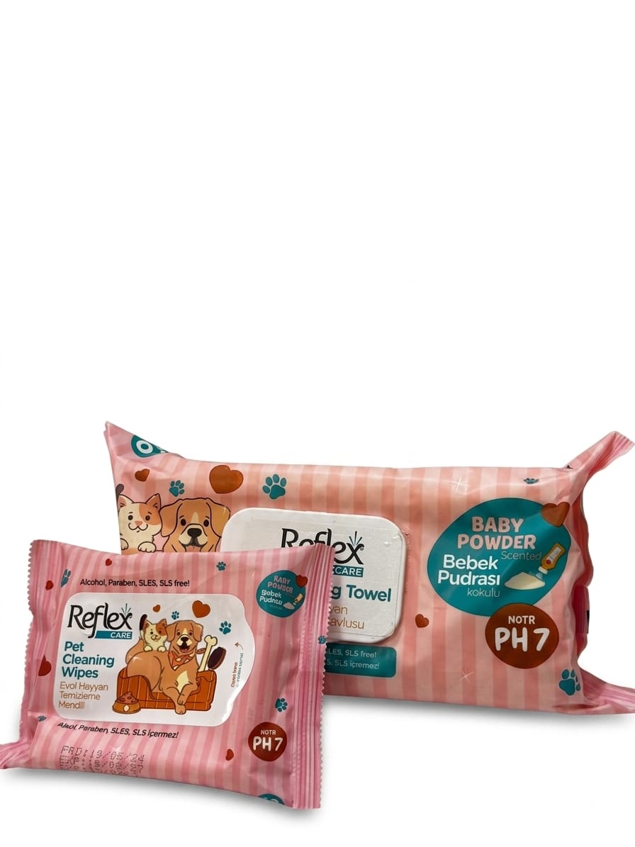 Reflex Care Bebek Pudrası Kokulu Evcil Hayvan Temizleme Mendili & Havlusu