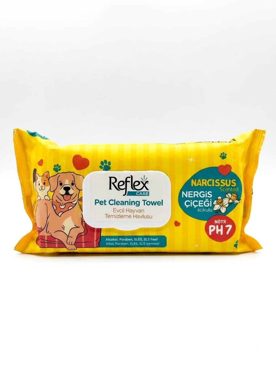 Reflex Care Nergis Çiçeği Kokulu Evcil Hayvan Temizleme Havlusu